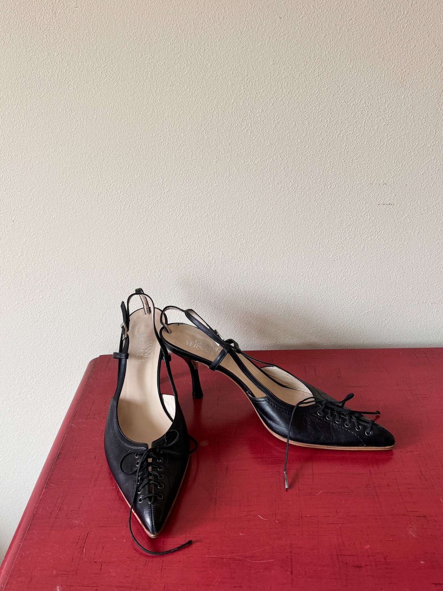 Versace Lace Up Heels