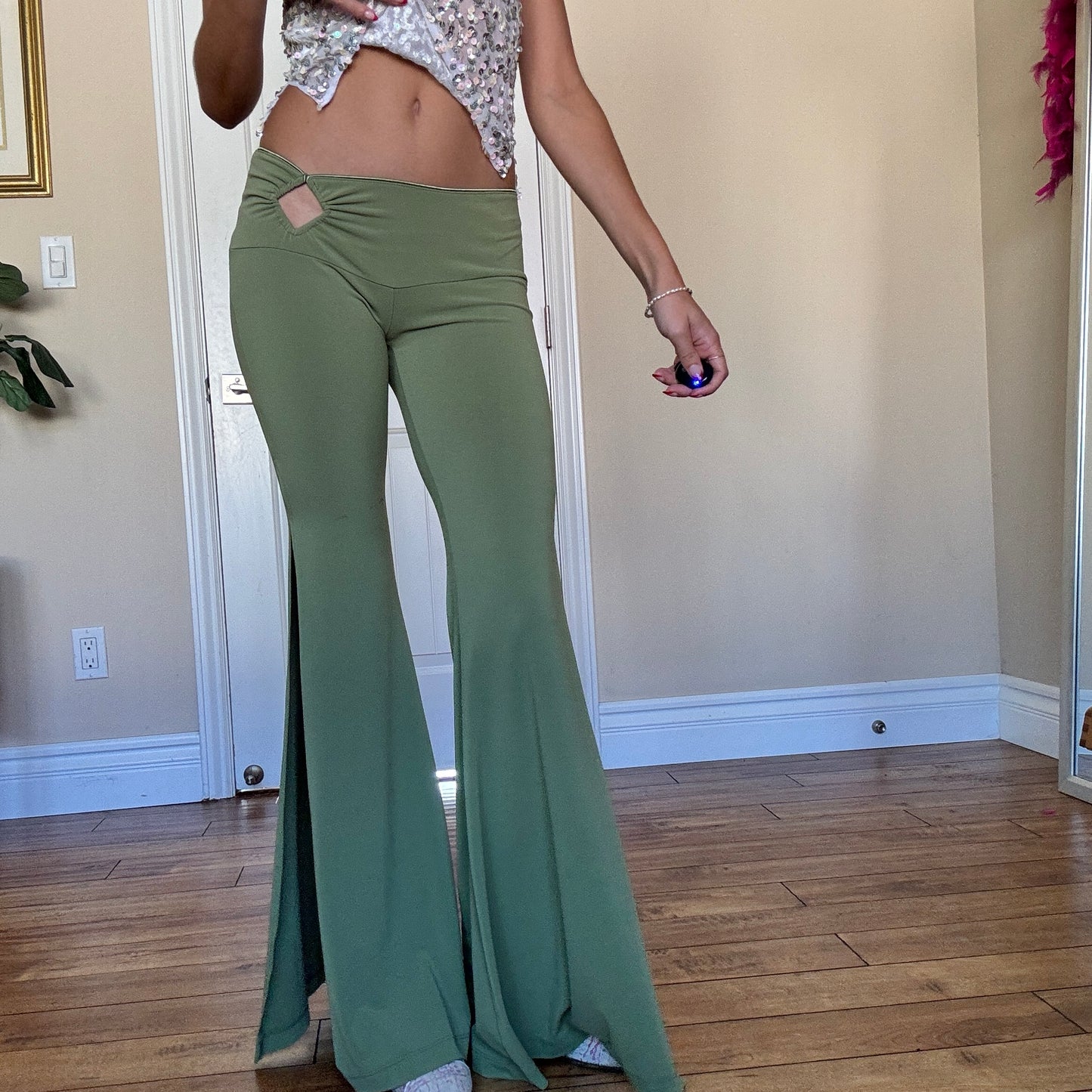 Green Cutout Flares