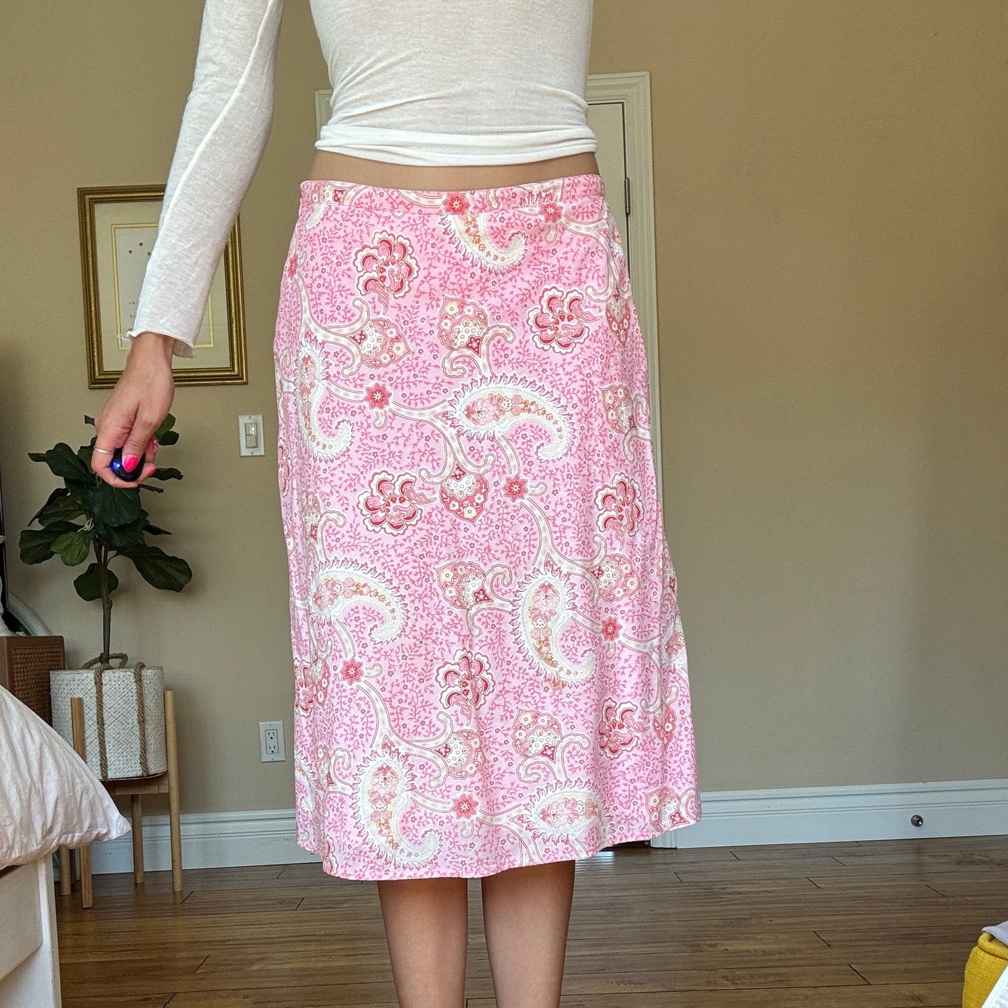 Cotton Pink Paisley Skirt