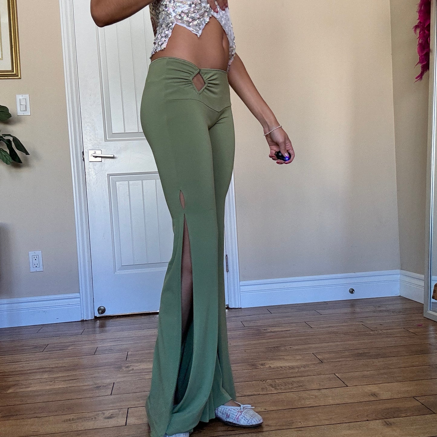 Green Cutout Flares
