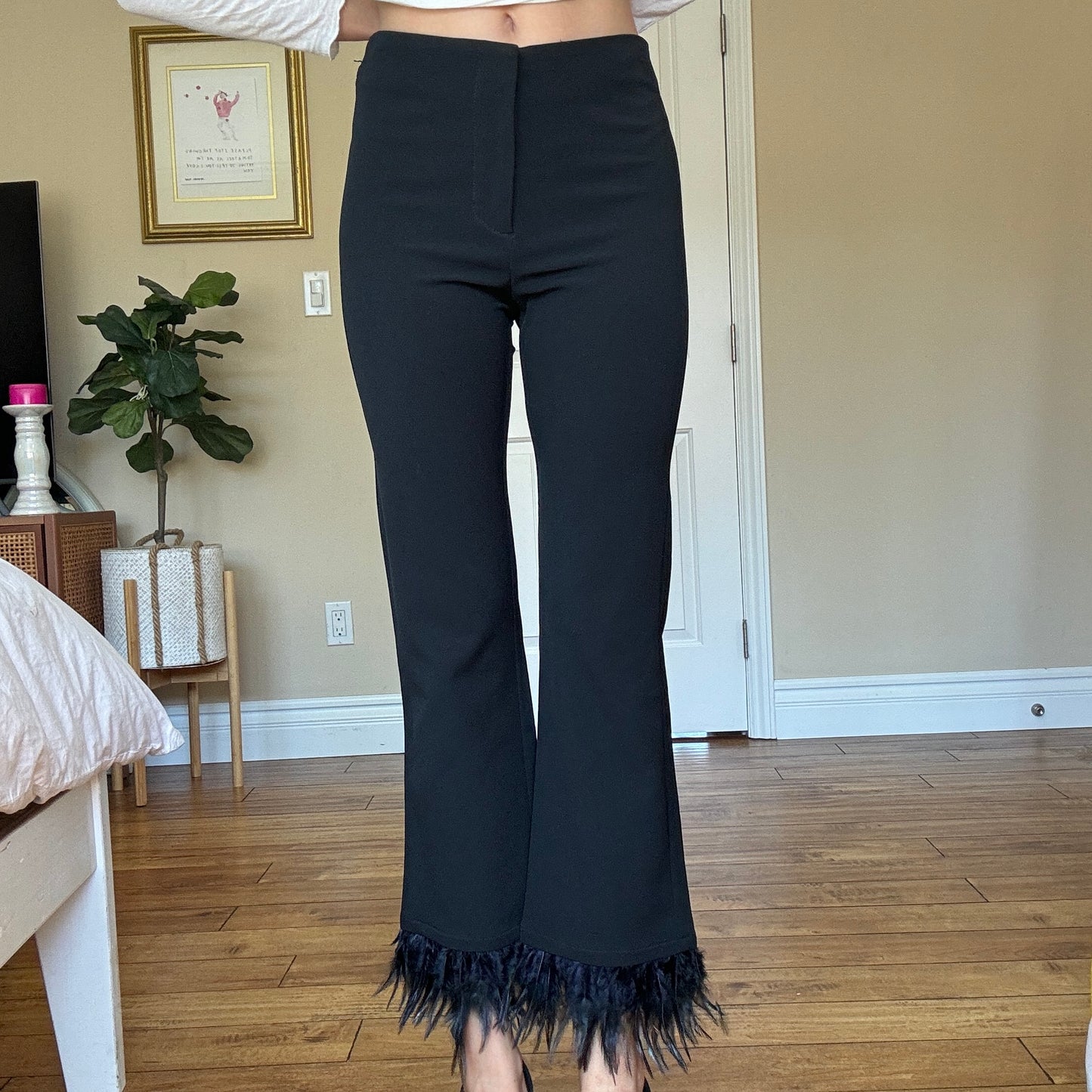 Feather Trim Trousers Size 25