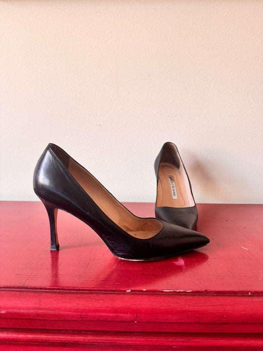 Manolo Blahnik Black Heels, 36.5