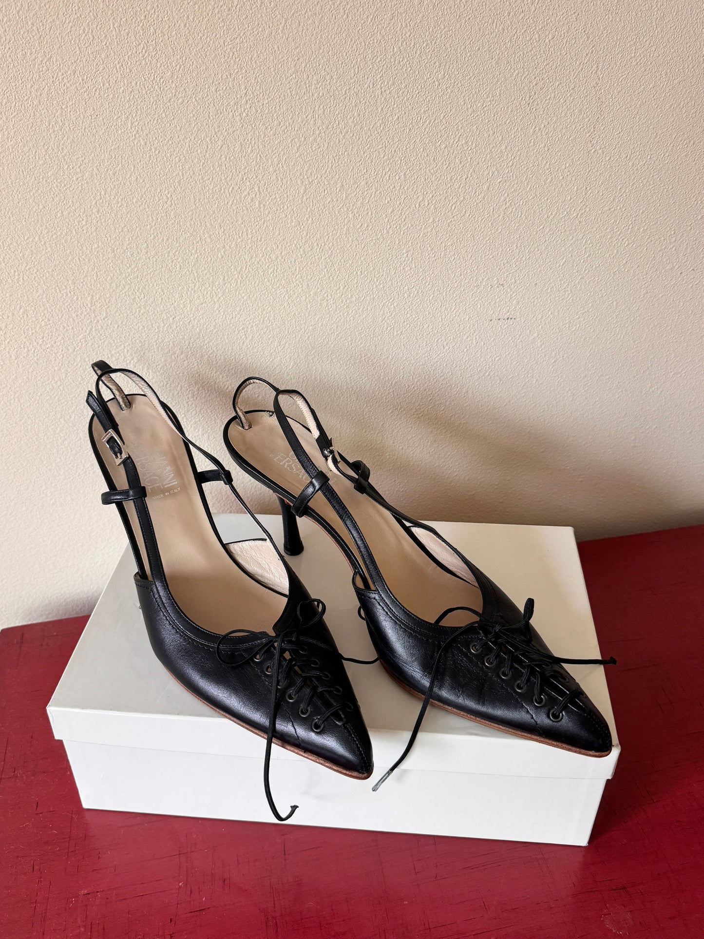 Versace Lace Up Heels