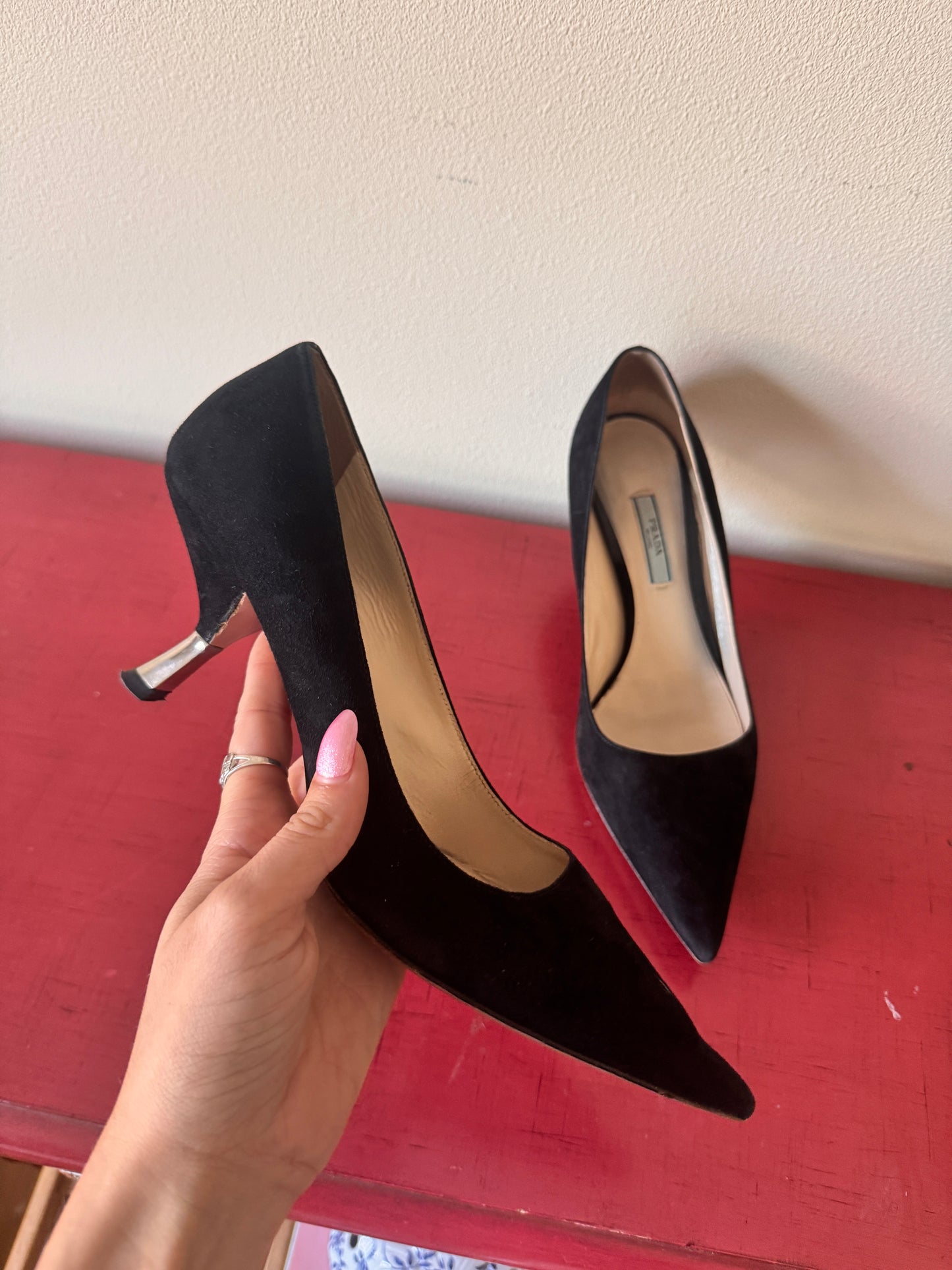 Prada Suede and Silver Heels, 40