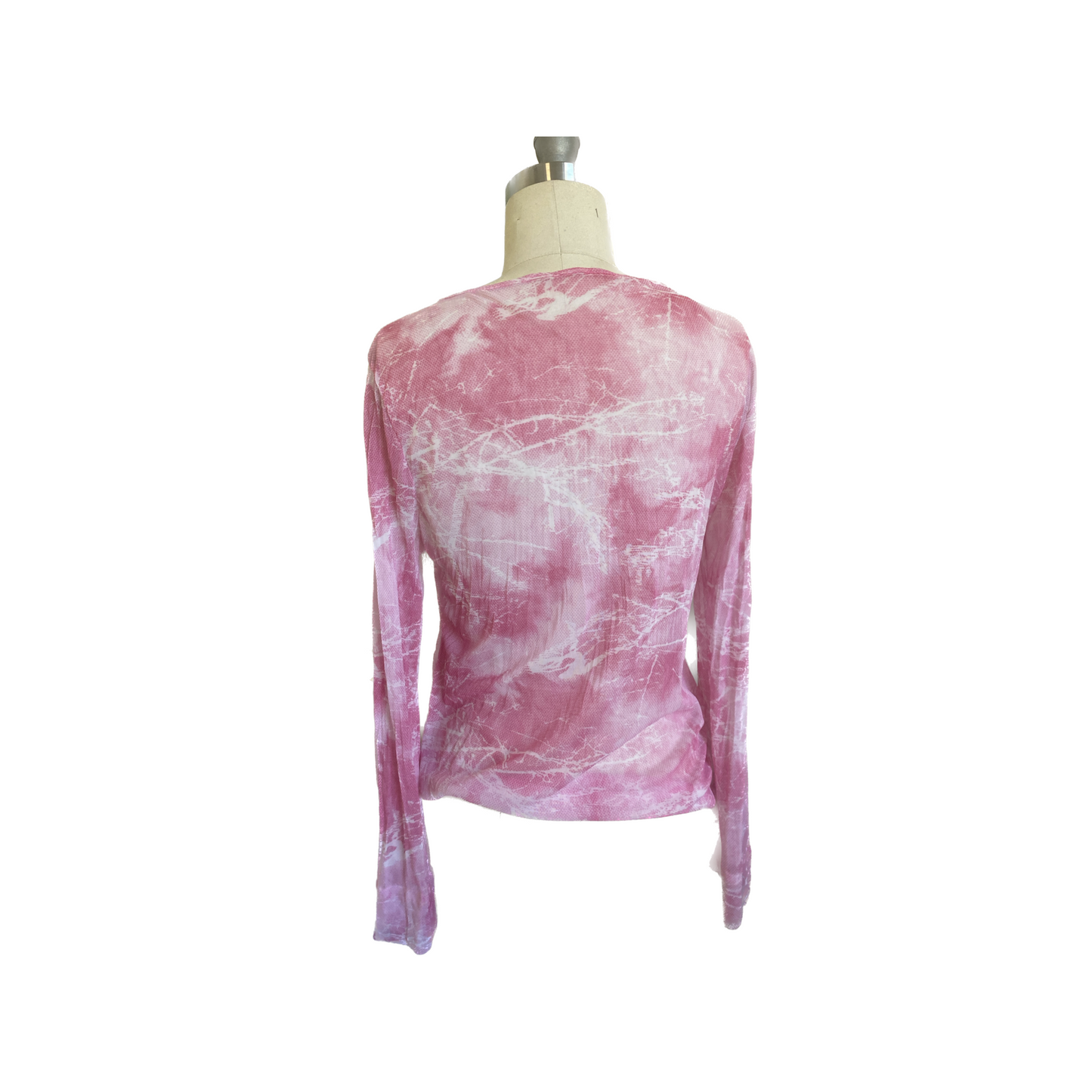 pink mesh patterned long sleeve 