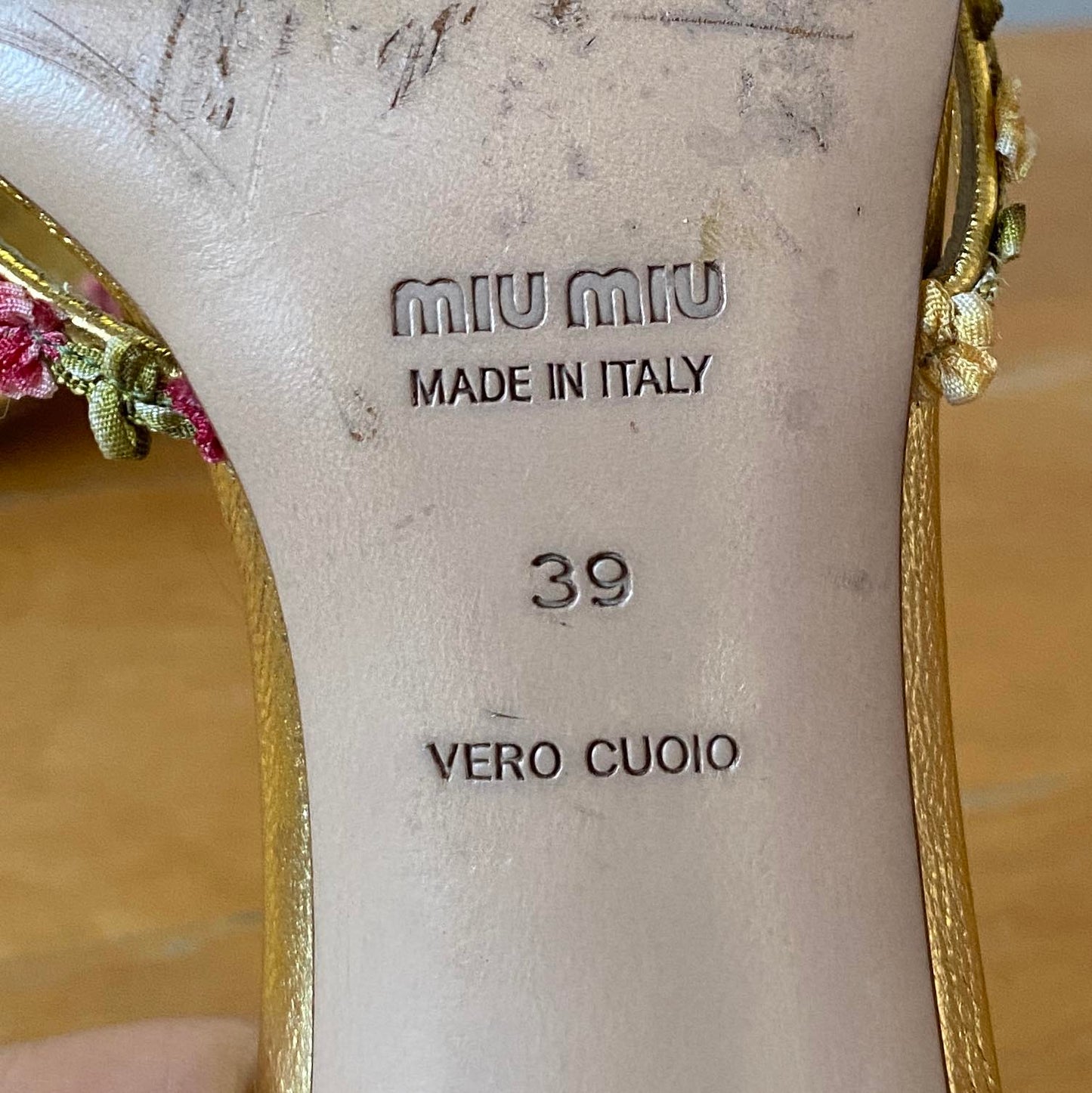 Miu Miu Gold Kitten Heels