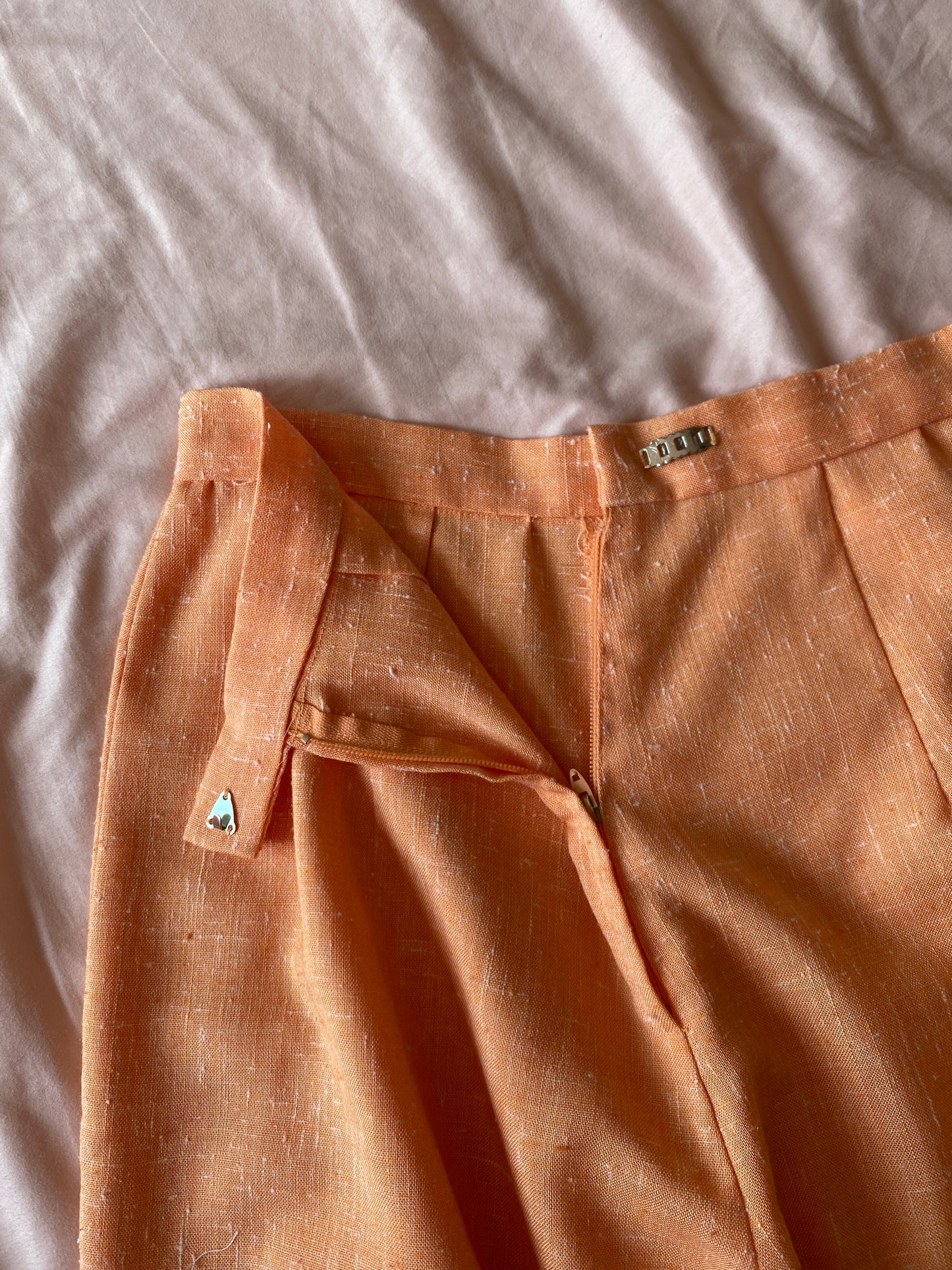 Orange Linen High Rise Trousers Size 0
