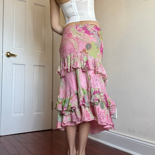 Ruffle Silk Skirt
