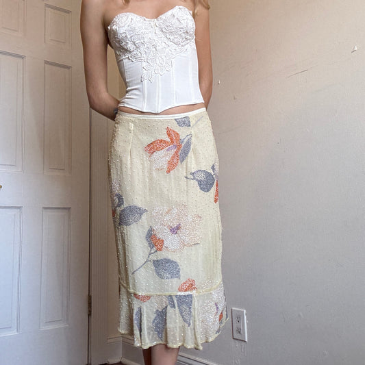 Handmade Beaded Silk Skirt