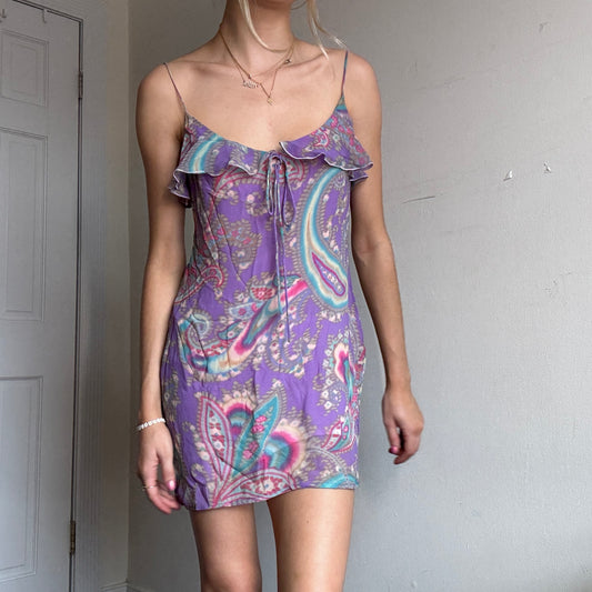 Purple Emanuel Ungaro Silk Mini Dress Size 38