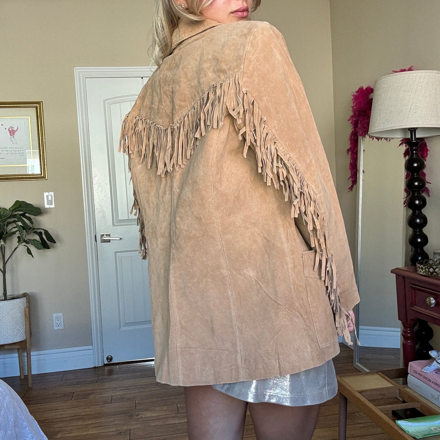 Camel Suede Fringe Jacket