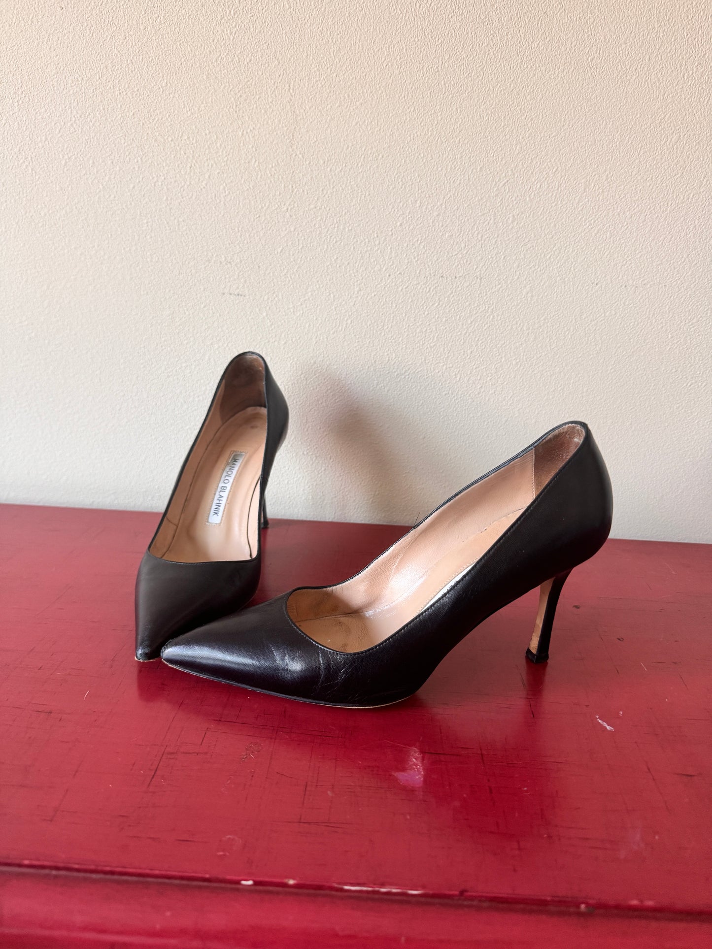 Manolo Blahnik Black Heels, 36.5