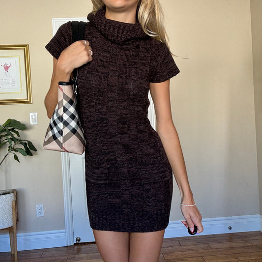 Brown Mini Sweater Dress