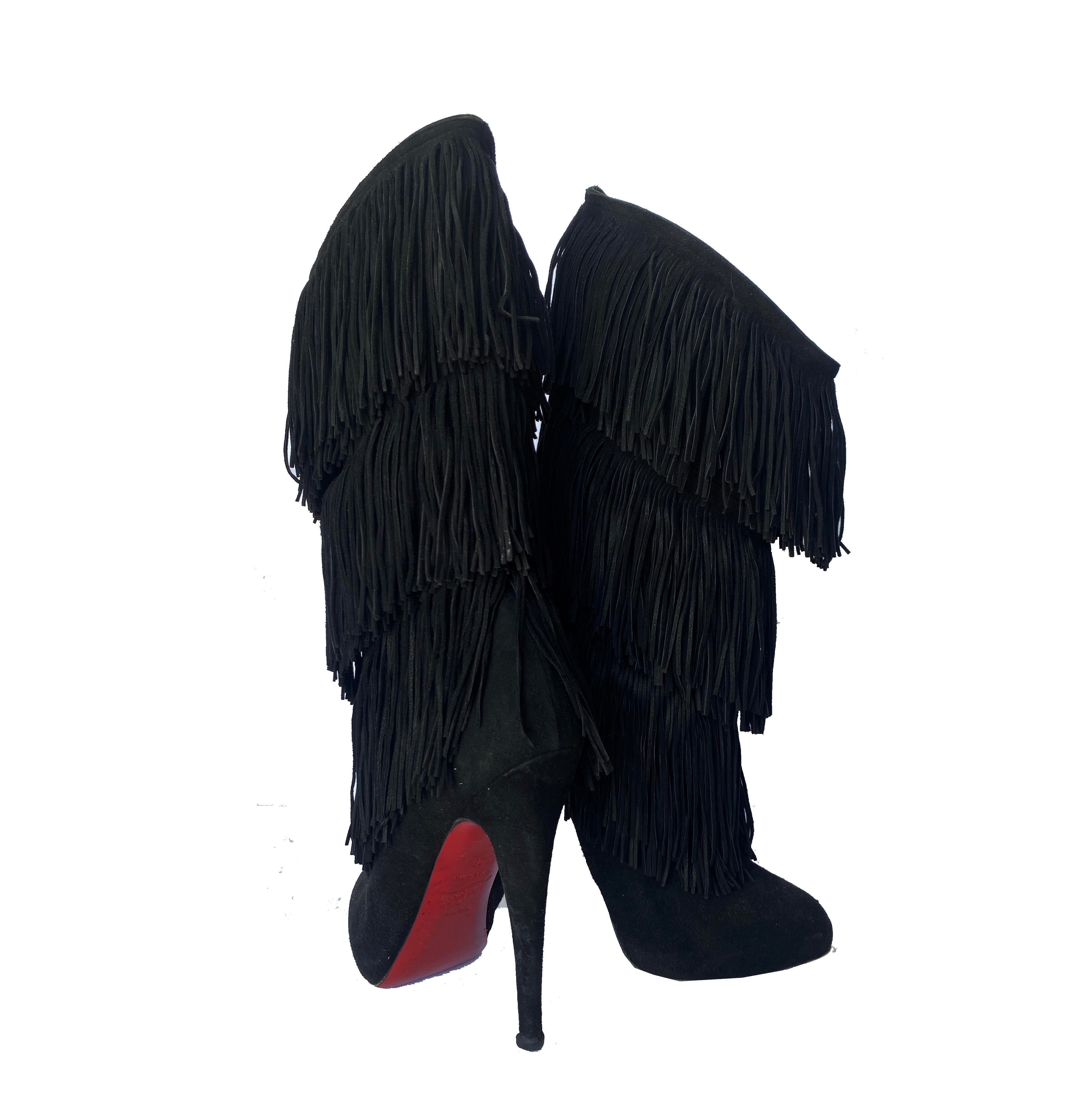 Christian louboutin 2025 fringe boots