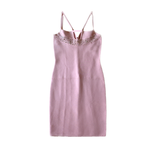 Herve Leger Pink Rhinestone Dress Size L