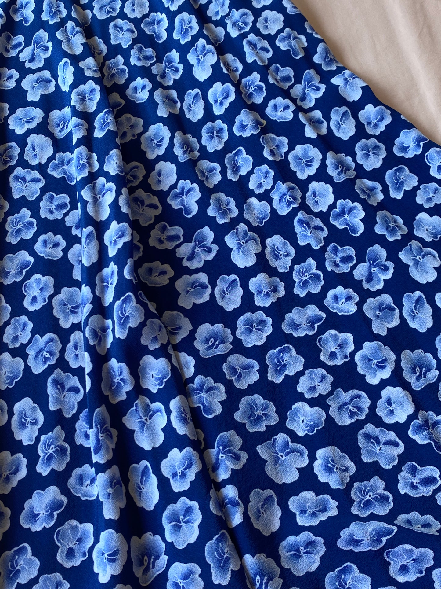 Christian Dior Blue Floral Midi Skirt Size XS
